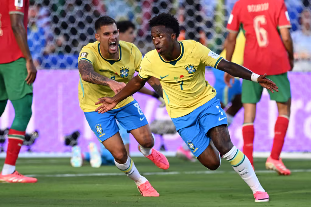 Brazil-s-forward-07-Vinicius-Junior-R-celebrates-scoring-against-Morocco